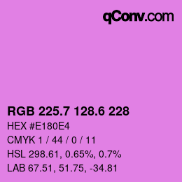 カラーコード: RGB 225.7 128.6 228 | qconv.com
