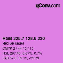 カラーコード: RGB 225.7 128.6 230 | qconv.com