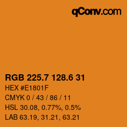 カラーコード: RGB 225.7 128.6 31 | qconv.com
