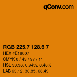 カラーコード: RGB 225.7 128.6 7 | qconv.com