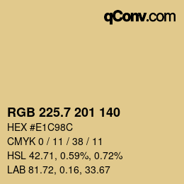 カラーコード: RGB 225.7 201 140 | qconv.com