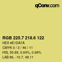 カラーコード: RGB 225.7 218.6 122 | qconv.com
