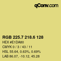 カラーコード: RGB 225.7 218.6 128 | qconv.com