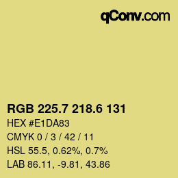 カラーコード: RGB 225.7 218.6 131 | qconv.com