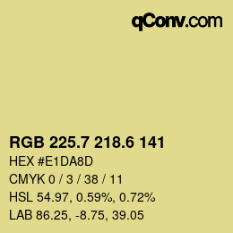 カラーコード: RGB 225.7 218.6 141 | qconv.com