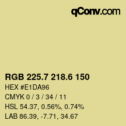 カラーコード: RGB 225.7 218.6 150 | qconv.com