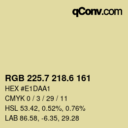 カラーコード: RGB 225.7 218.6 161 | qconv.com