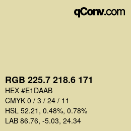 カラーコード: RGB 225.7 218.6 171 | qconv.com