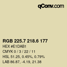 カラーコード: RGB 225.7 218.6 177 | qconv.com