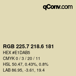 カラーコード: RGB 225.7 218.6 181 | qconv.com