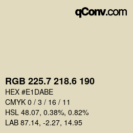 カラーコード: RGB 225.7 218.6 190 | qconv.com