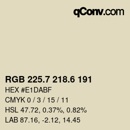 カラーコード: RGB 225.7 218.6 191 | qconv.com