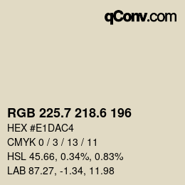 カラーコード: RGB 225.7 218.6 196 | qconv.com