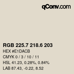 カラーコード: RGB 225.7 218.6 203 | qconv.com