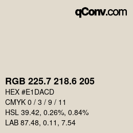 カラーコード: RGB 225.7 218.6 205 | qconv.com