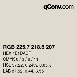 カラーコード: RGB 225.7 218.6 207 | qconv.com