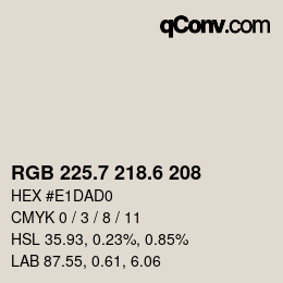カラーコード: RGB 225.7 218.6 208 | qconv.com