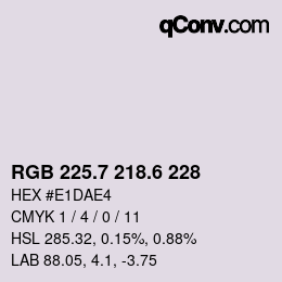 カラーコード: RGB 225.7 218.6 228 | qconv.com