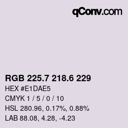 カラーコード: RGB 225.7 218.6 229 | qconv.com