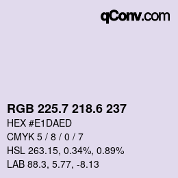 カラーコード: RGB 225.7 218.6 237 | qconv.com