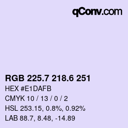 カラーコード: RGB 225.7 218.6 251 | qconv.com