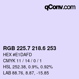 カラーコード: RGB 225.7 218.6 253 | qconv.com