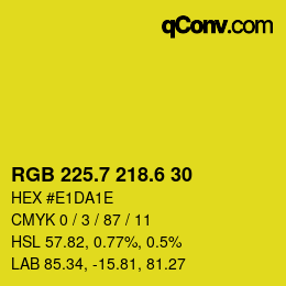 カラーコード: RGB 225.7 218.6 30 | qconv.com