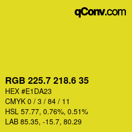 カラーコード: RGB 225.7 218.6 35 | qconv.com
