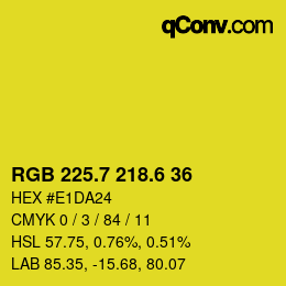 カラーコード: RGB 225.7 218.6 36 | qconv.com