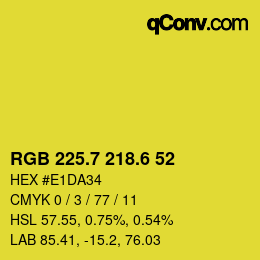 カラーコード: RGB 225.7 218.6 52 | qconv.com