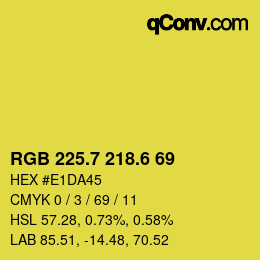カラーコード: RGB 225.7 218.6 69 | qconv.com