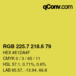 カラーコード: RGB 225.7 218.6 79 | qconv.com