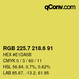 カラーコード: RGB 225.7 218.6 91 | qconv.com