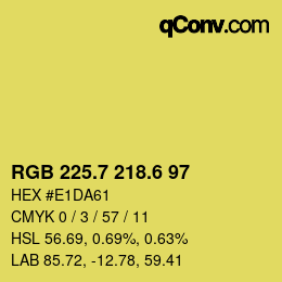 カラーコード: RGB 225.7 218.6 97 | qconv.com