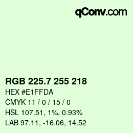 カラーコード: RGB 225.7 255 218 | qconv.com