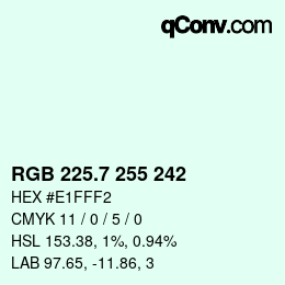 カラーコード: RGB 225.7 255 242 | qconv.com