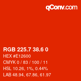 カラーコード: RGB 225.7 38.6 0 | qconv.com