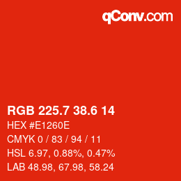 カラーコード: RGB 225.7 38.6 14 | qconv.com