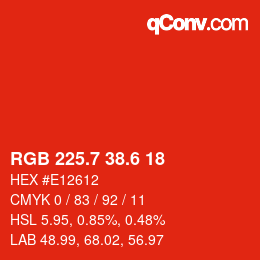 カラーコード: RGB 225.7 38.6 18 | qconv.com