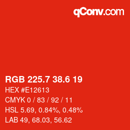 カラーコード: RGB 225.7 38.6 19 | qconv.com