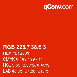 カラーコード: RGB 225.7 38.6 3 | qconv.com