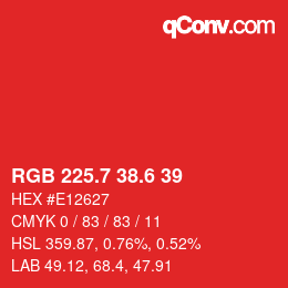 カラーコード: RGB 225.7 38.6 39 | qconv.com