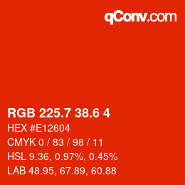 カラーコード: RGB 225.7 38.6 4 | qconv.com
