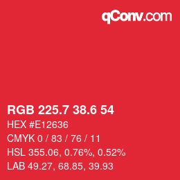 カラーコード: RGB 225.7 38.6 54 | qconv.com