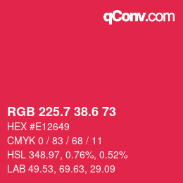 カラーコード: RGB 225.7 38.6 73 | qconv.com
