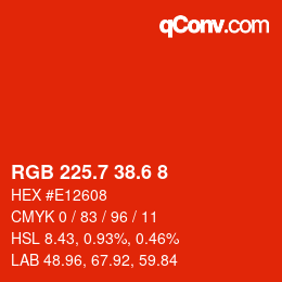 カラーコード: RGB 225.7 38.6 8 | qconv.com