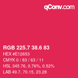 カラーコード: RGB 225.7 38.6 83 | qconv.com