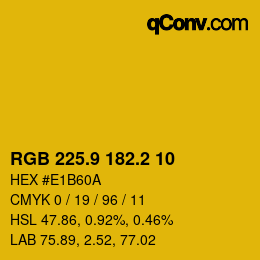 カラーコード: RGB 225.9 182.2 10 | qconv.com
