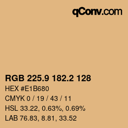 カラーコード: RGB 225.9 182.2 128 | qconv.com