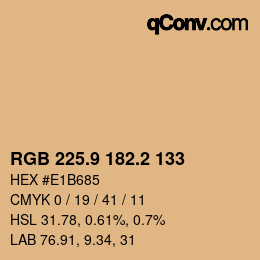 カラーコード: RGB 225.9 182.2 133 | qconv.com